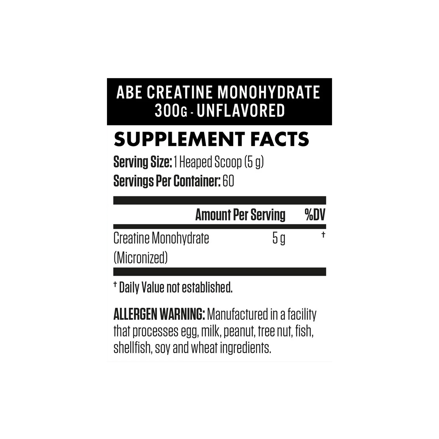 ABE Creatine Monohydrate Unflavoured Powder