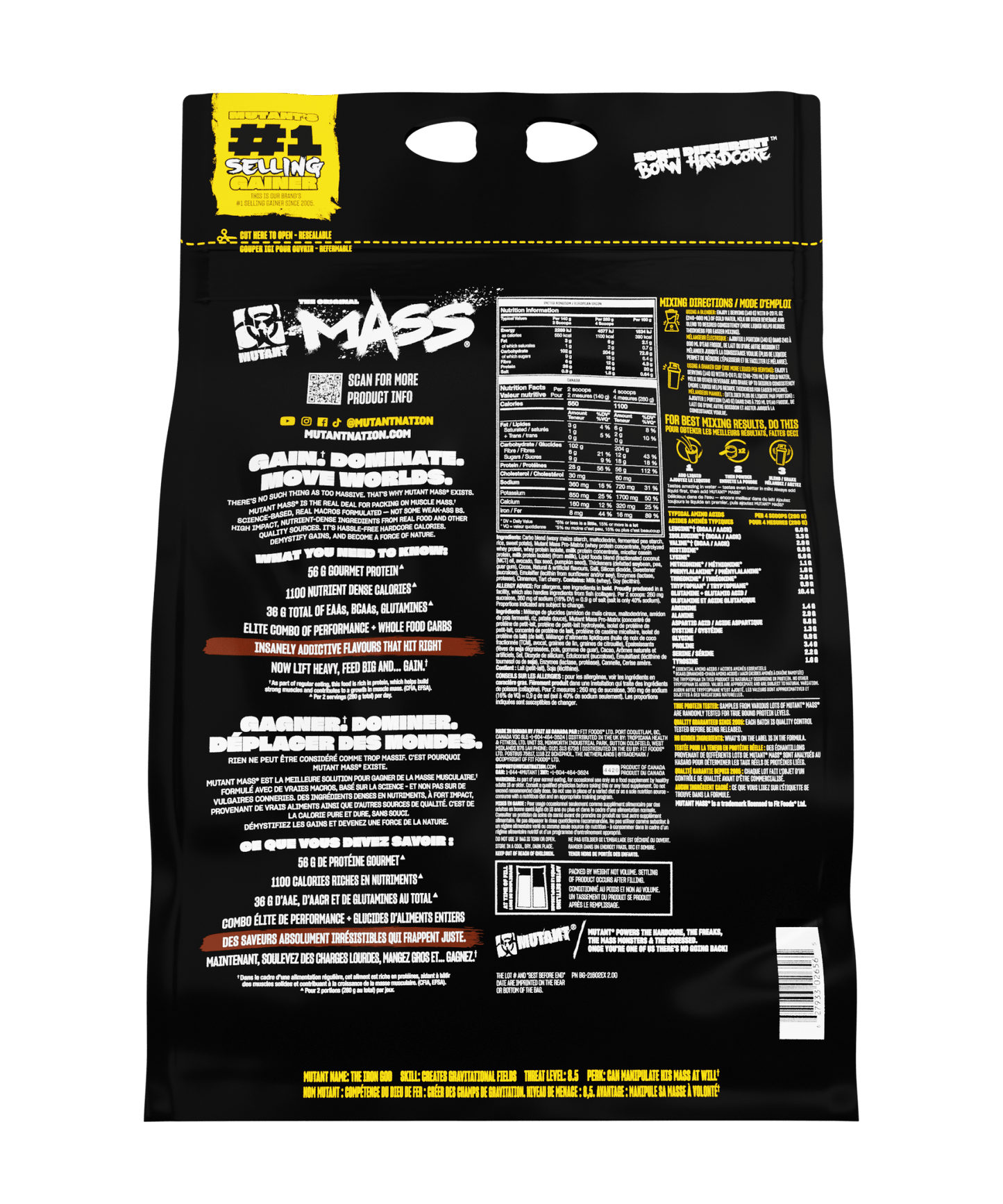 Mutant mass weight gainer Triple chocolate - PeakPro Performmance Supplements