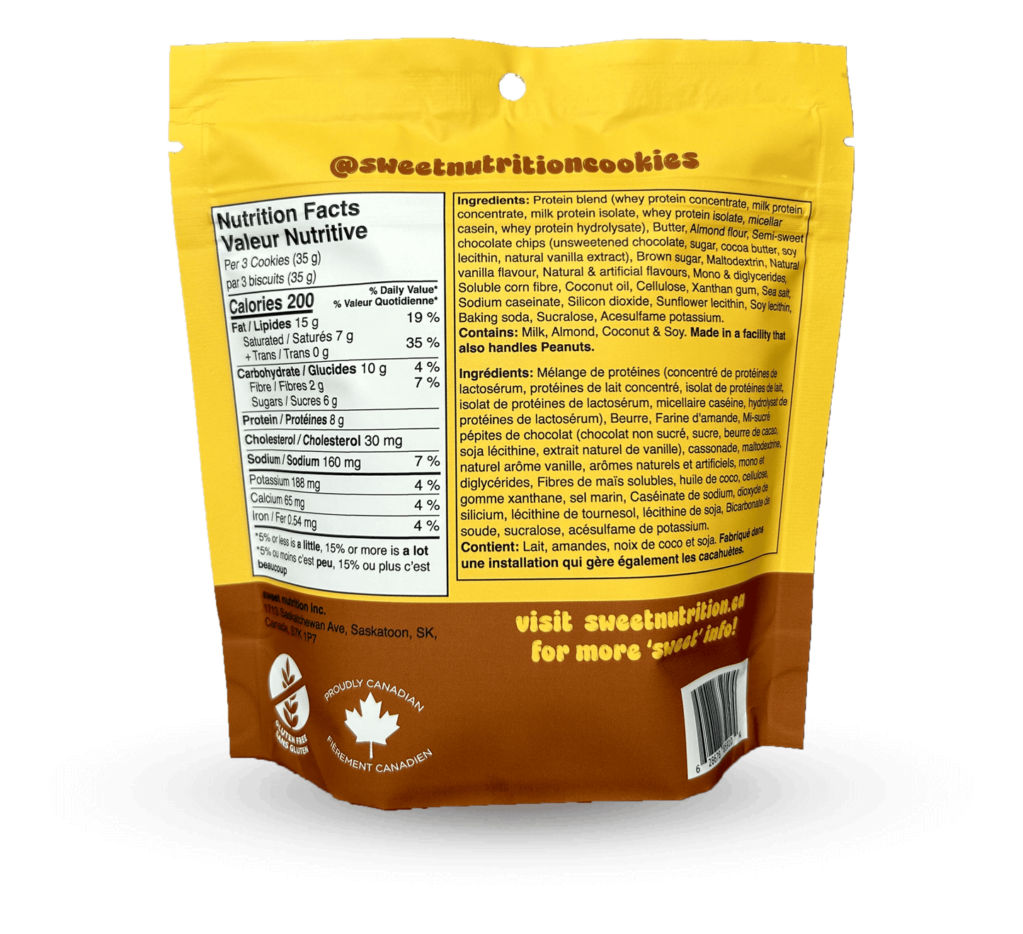 Sweet Nutrition Protein Cookies Milk Chocolate Chip - PeakPro Performmance Supplements