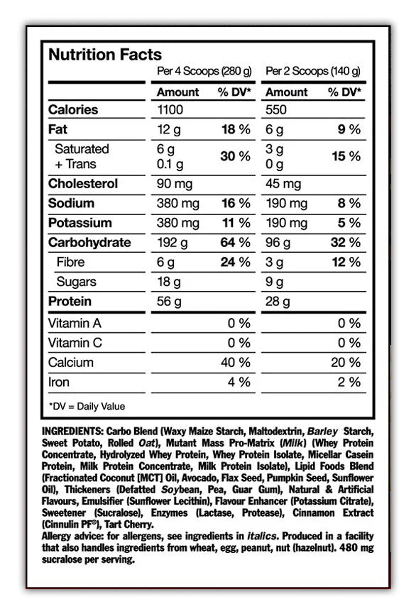Mutant Mass Gainer 6LB 2 in 1